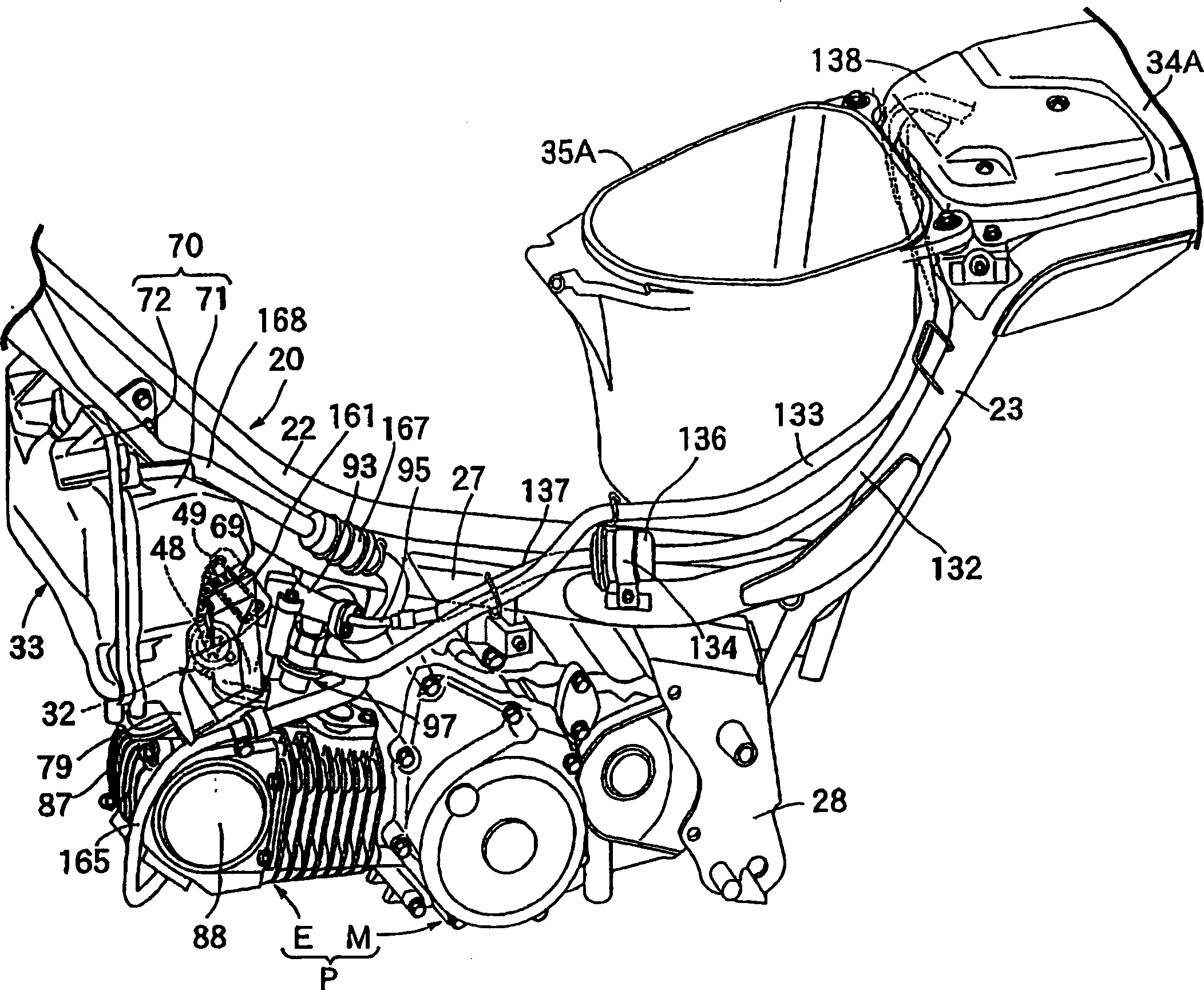 Structure for disposing fuel system in motor