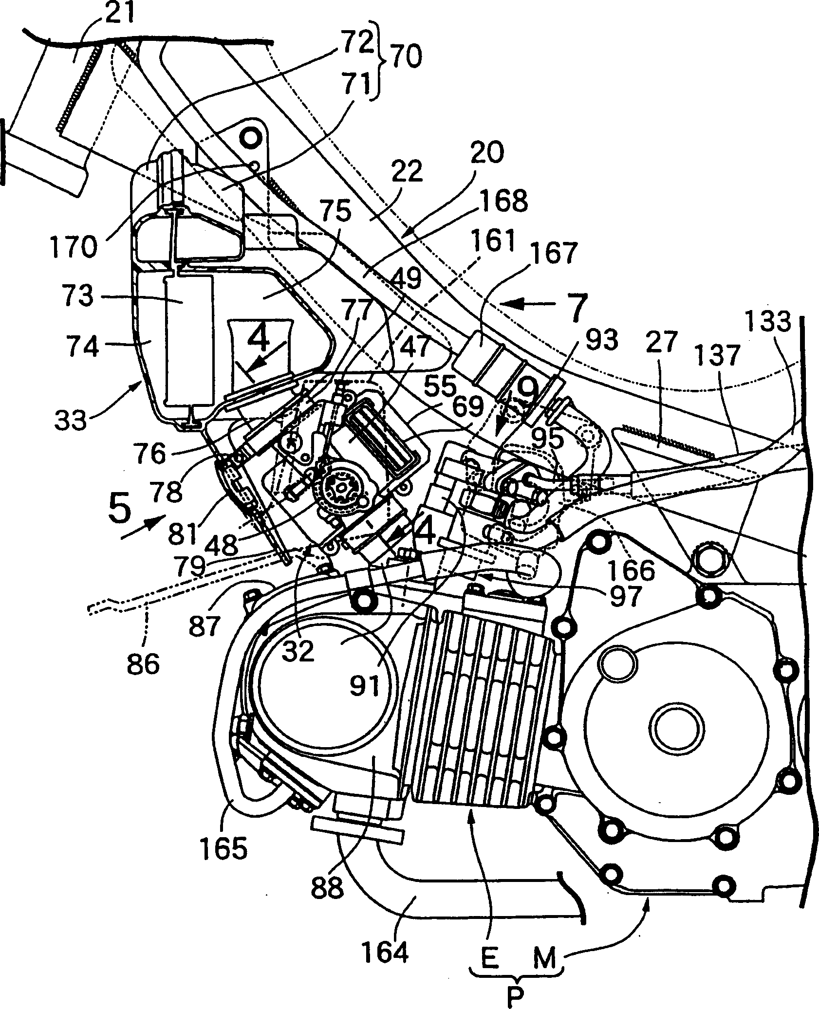 Structure for disposing fuel system in motor