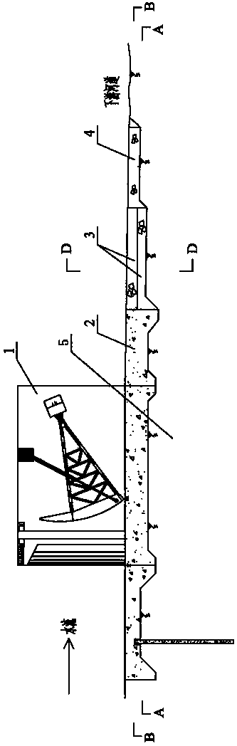 Boulder apron energy dissipating and scour preventing structure and construction method thereof