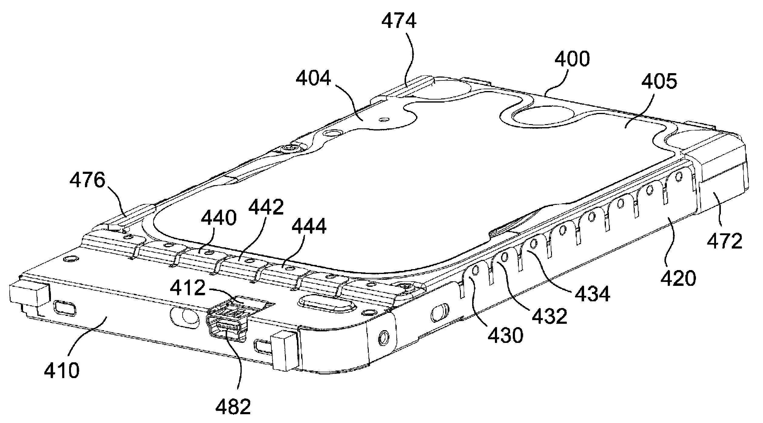 Information storage device having a disk drive and a bridge controller PCB within a monolithic conductive nest