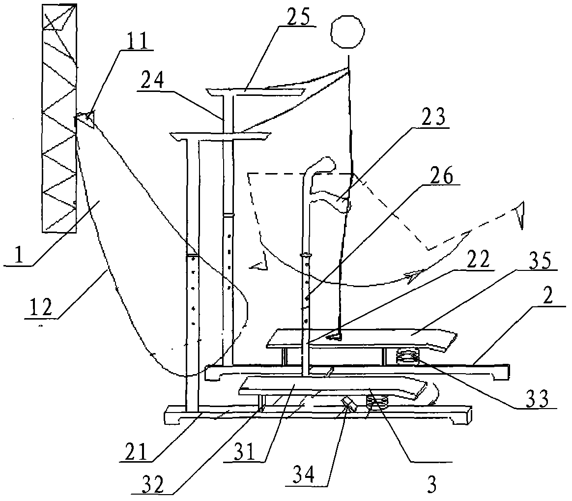 Technical backward pawing force training device and method