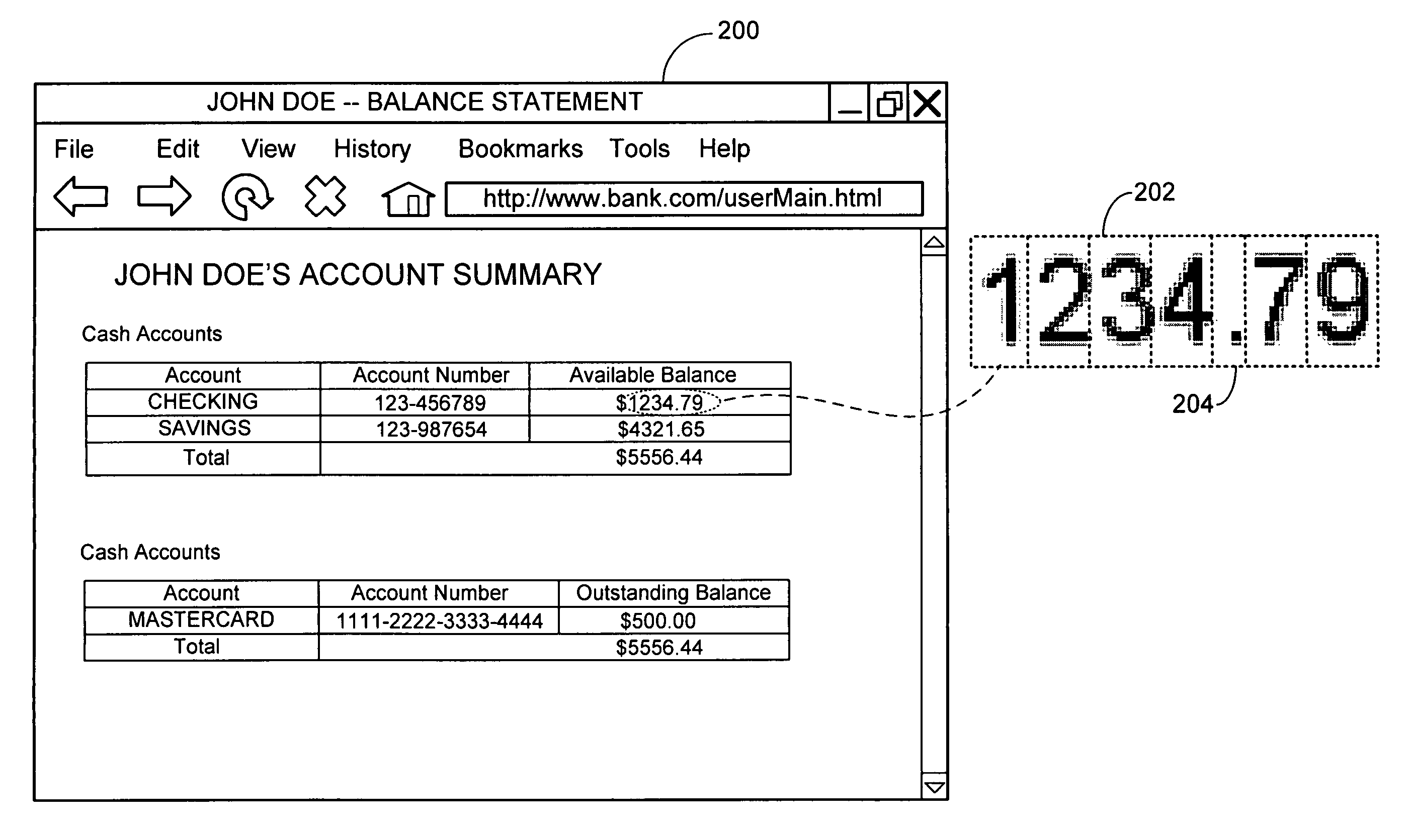 Method and system for obscuring and securing financial data in an online banking application