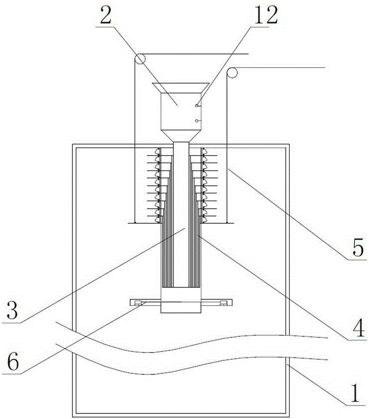 Thick tube drop, thin tube drop casing type material drop crusher and material storage method