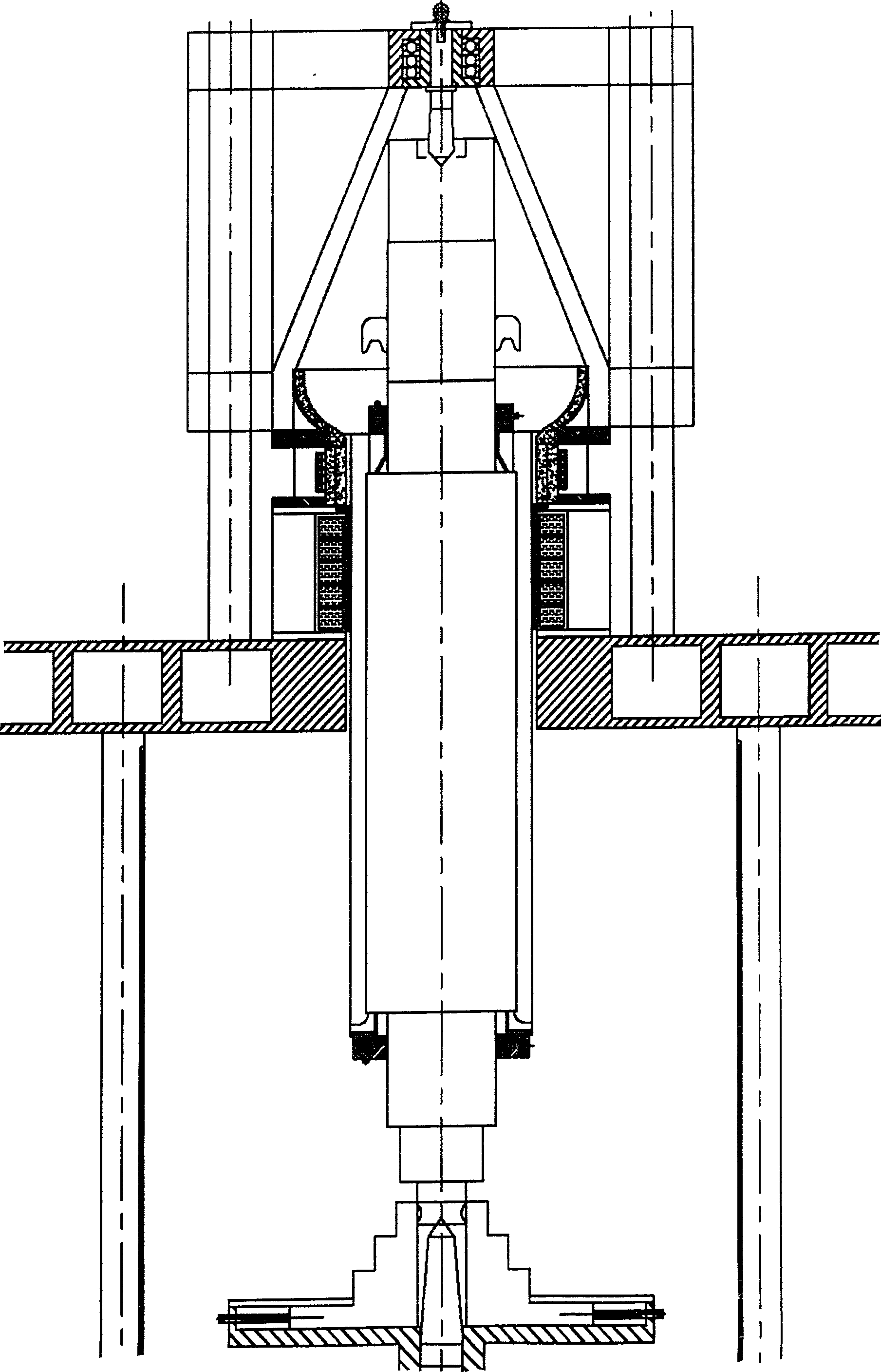 Large-scale shaft products vertical casting and repairing device and using method