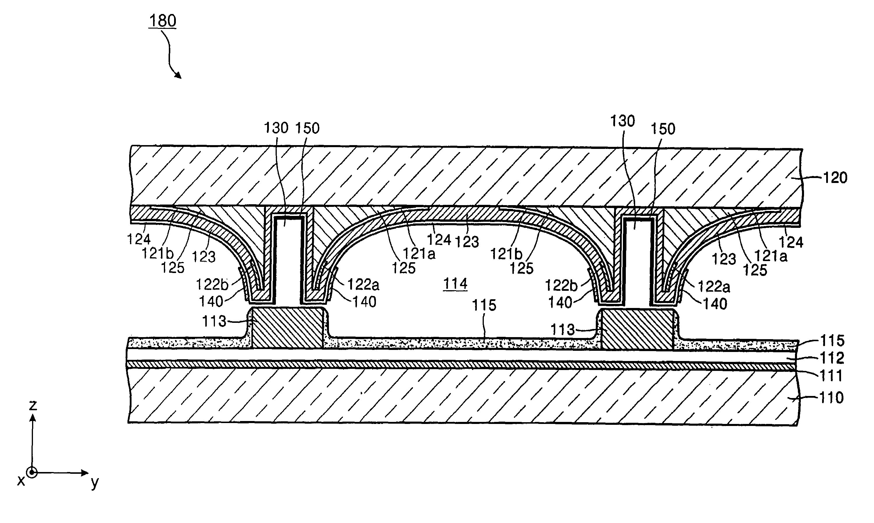 Plasma display panel with discharge cells having curved concave-shaped walls