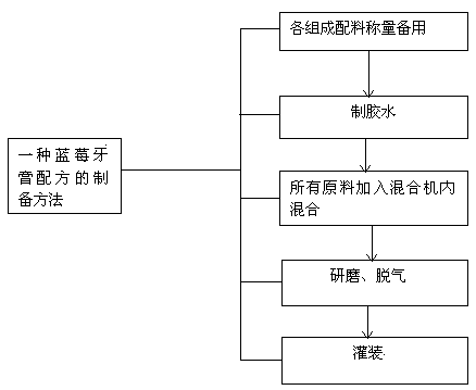 Blueberry toothpaste formula and preparation method thereof