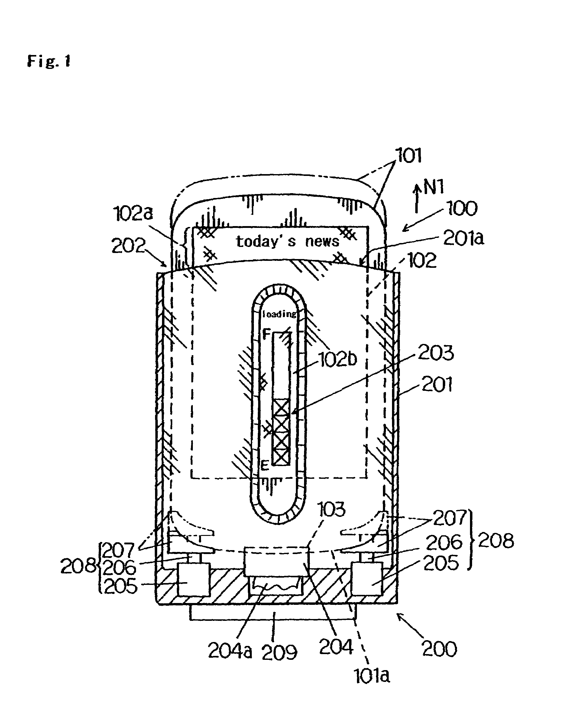 Mounting device for mobile information terminal, and mobile information terminal