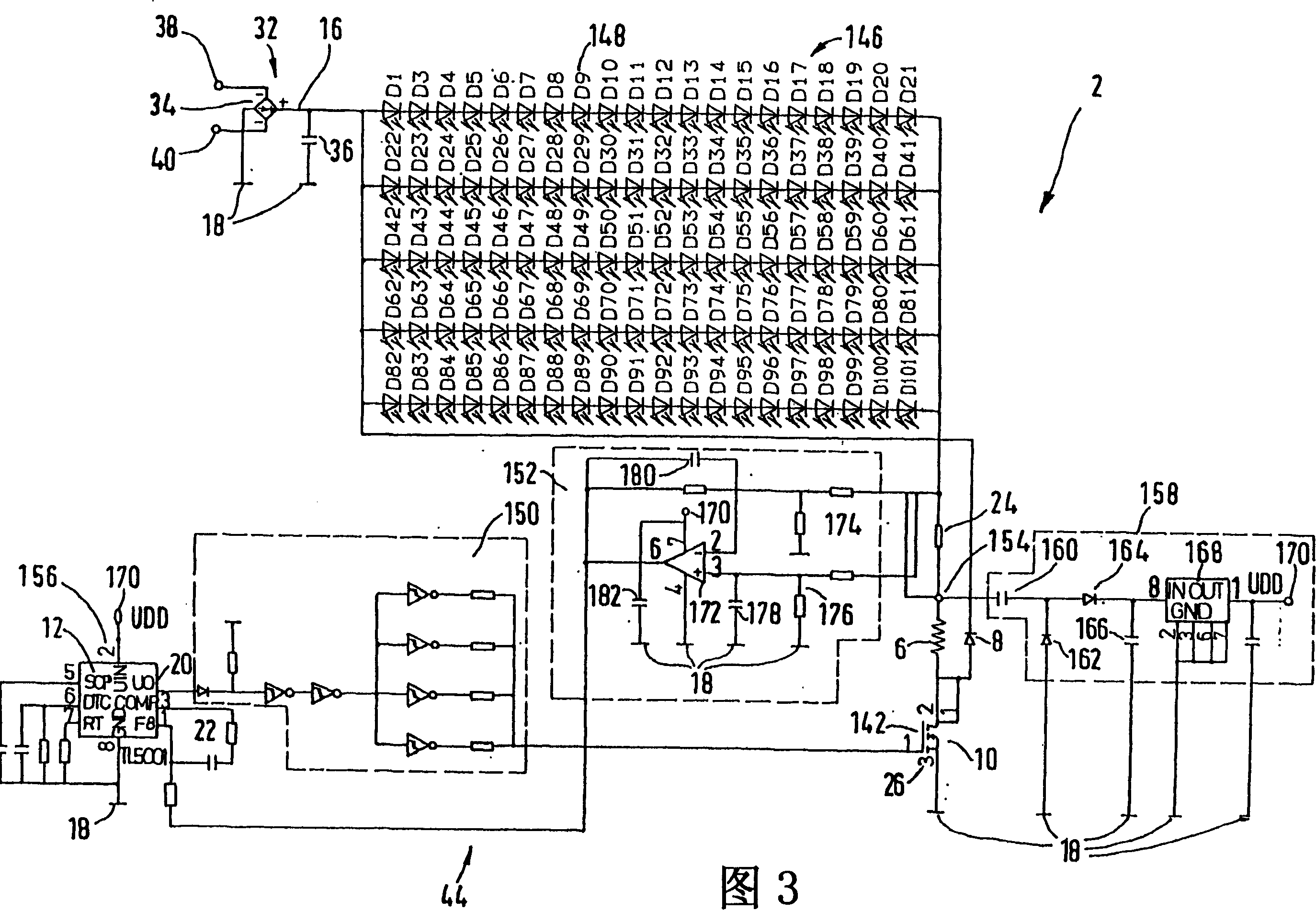 Traffic signal installation comprising LED-light source