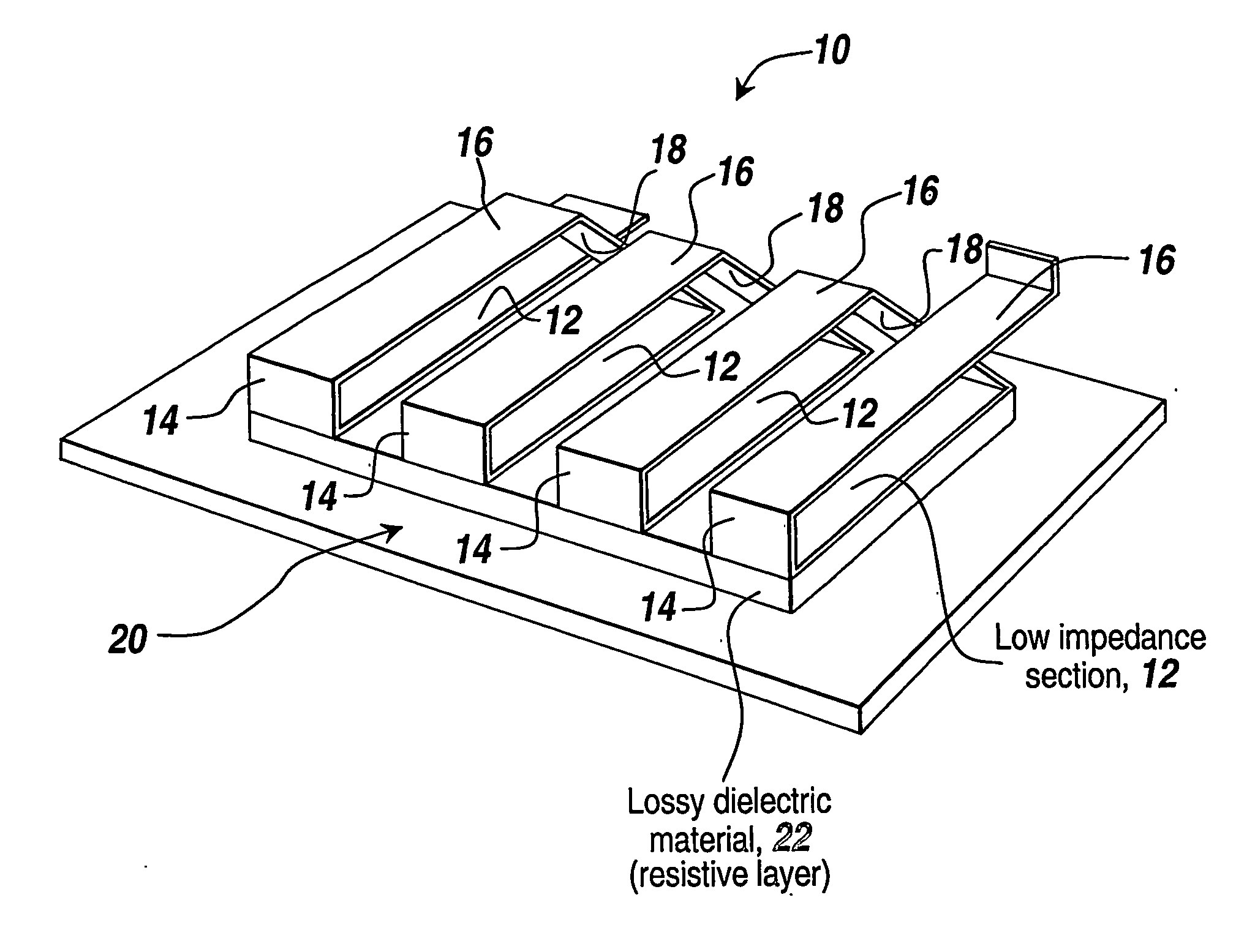 Method and apparatus for limiting vswr spikes in a compact broadband meander line loaded antenna assembly