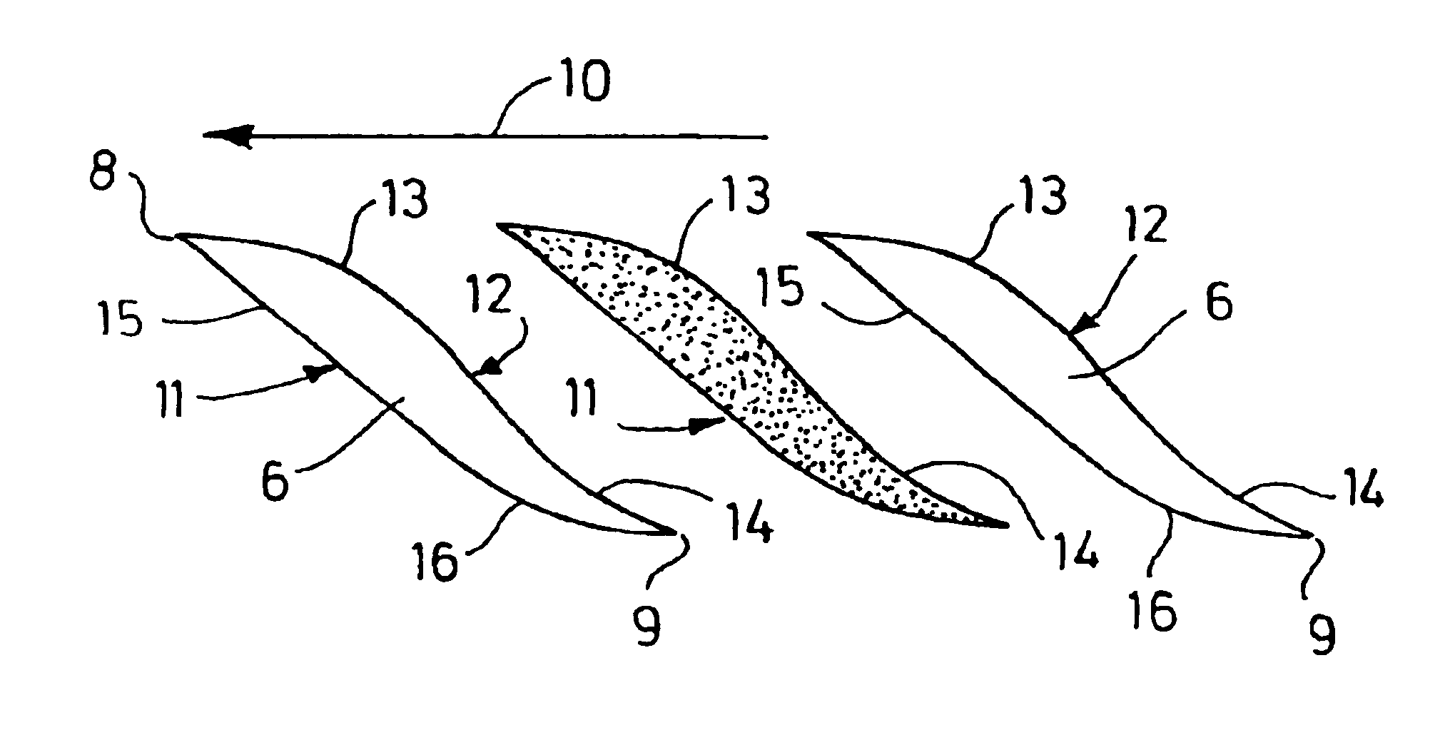 Turbomolecular vacuum pump with the rotor and stator vanes