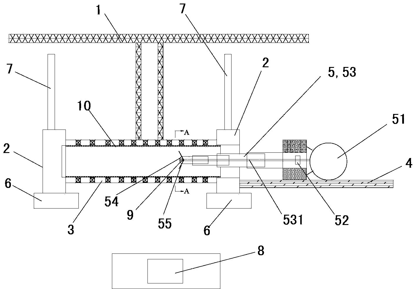 Automatic sand blasting and derusting system on inner wall of pipeline