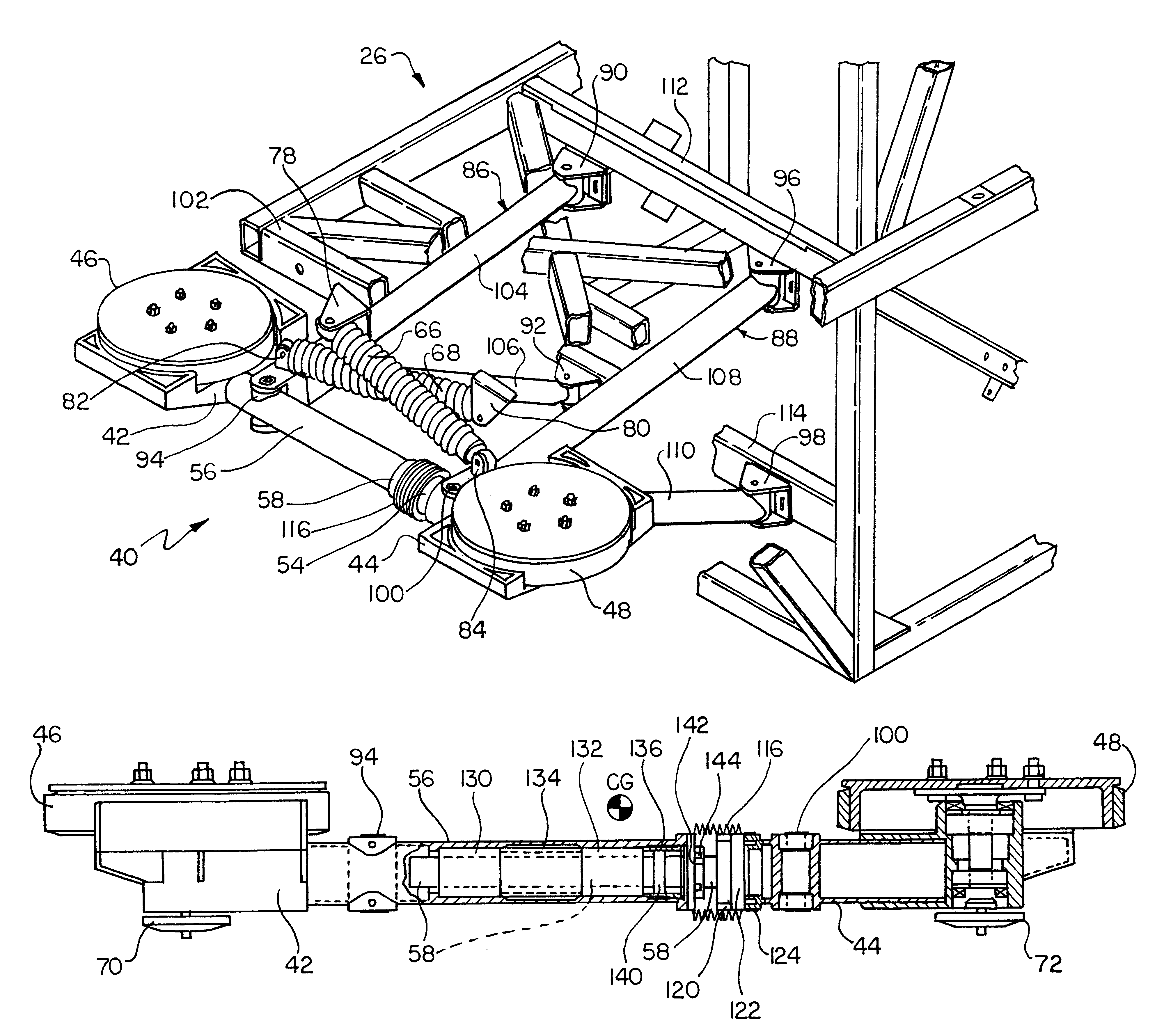 Lateral suspension assembly for a guided vehicle system