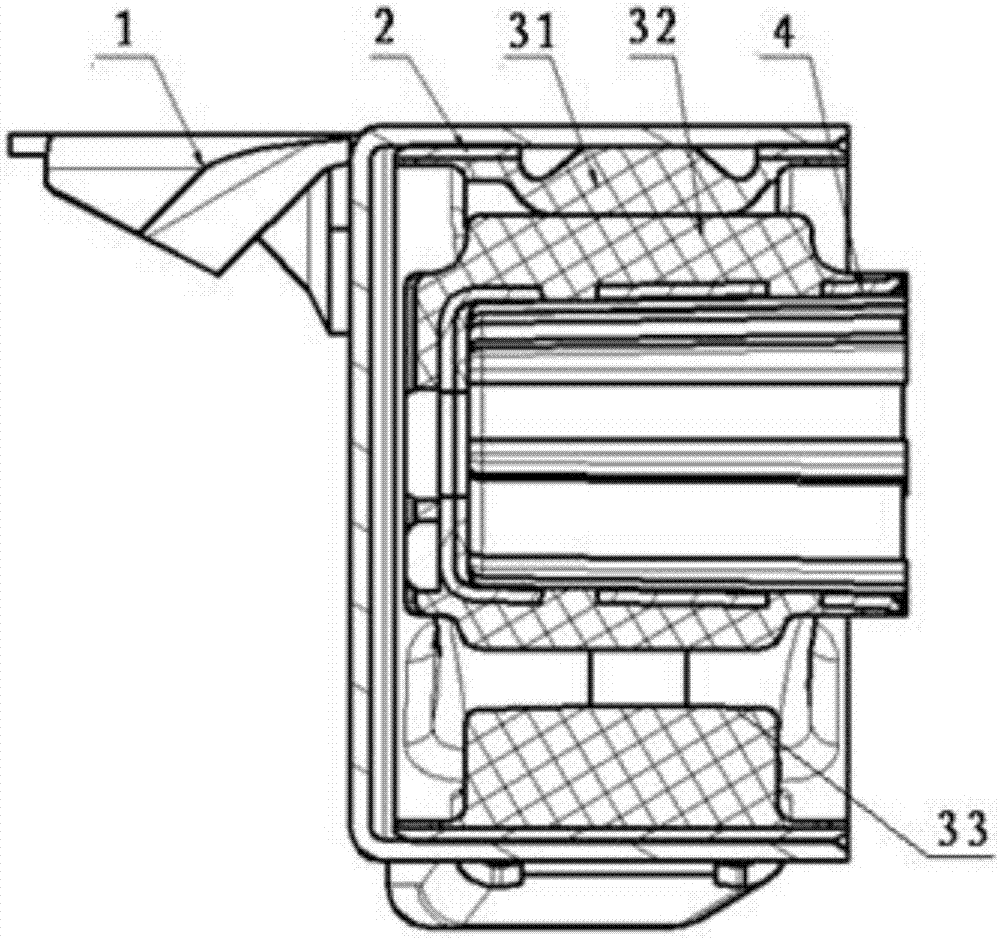 A rubber bushing type engine mount