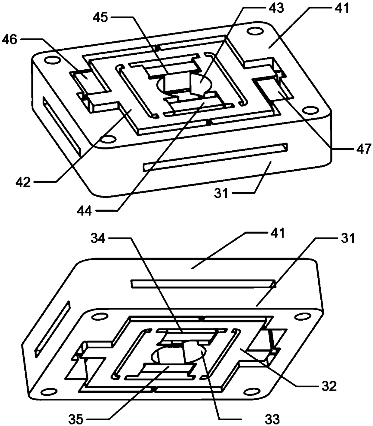 Piezoelectric drive high-precision rotary actuation device and method with integrated clamp drive