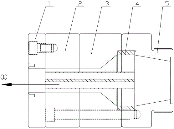 An ecological wood foam extrusion die with a return-shaped core