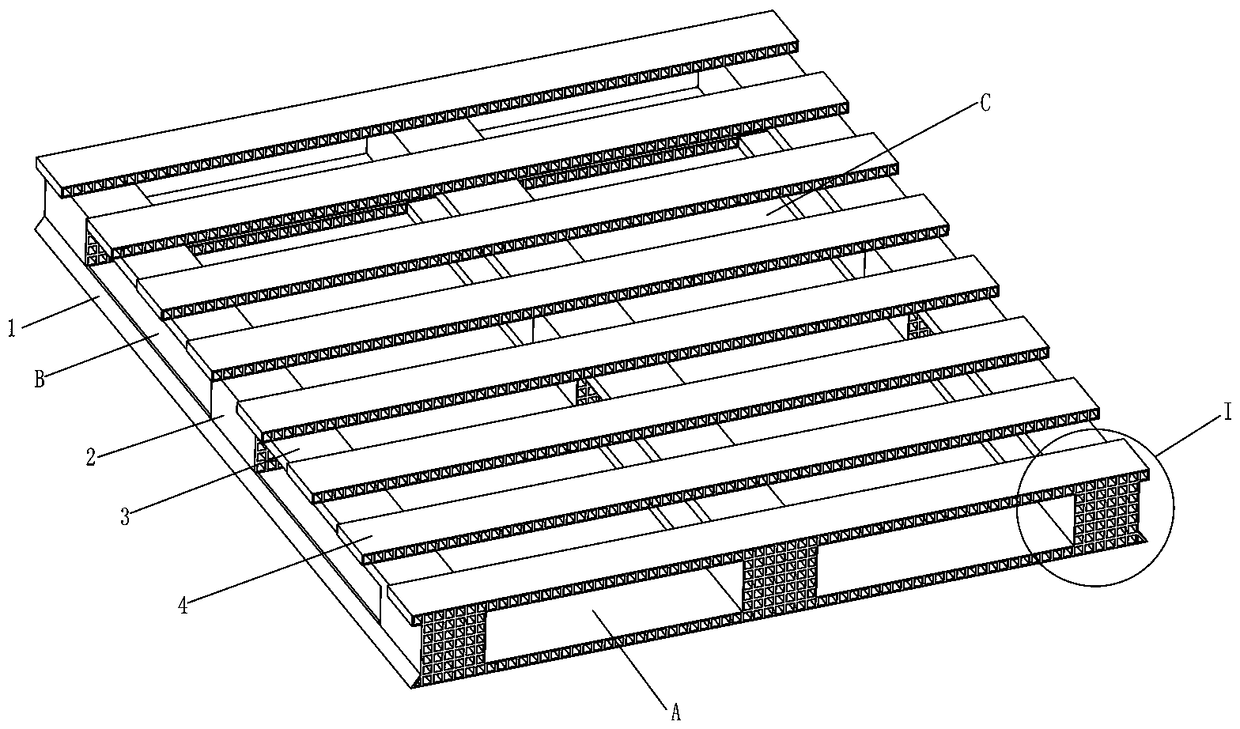 Hollow extrusion integrated plastic clamping plate, and production process and equipment thereof