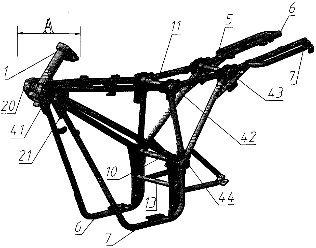 Deformed motorcycle frame