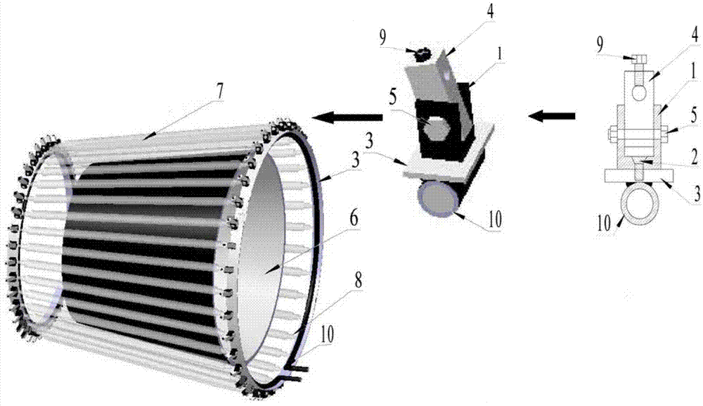 Variable-angle high-temperature heat testing device for conical housing with oblique section of high-speed aircraft