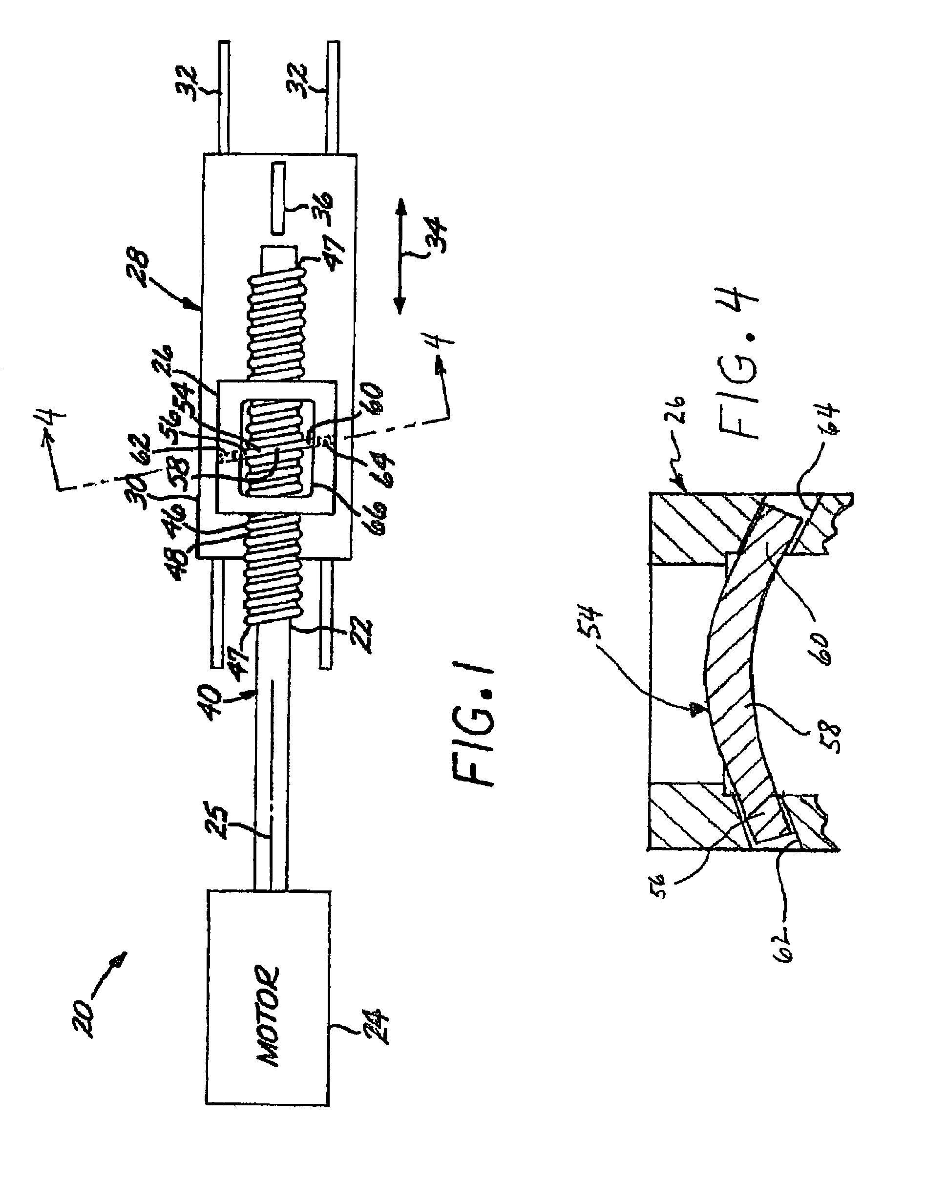 Leadscrew assembly with a wire-wound leadscrew and a spring-pin engagement of a drive nut to the leadscrew