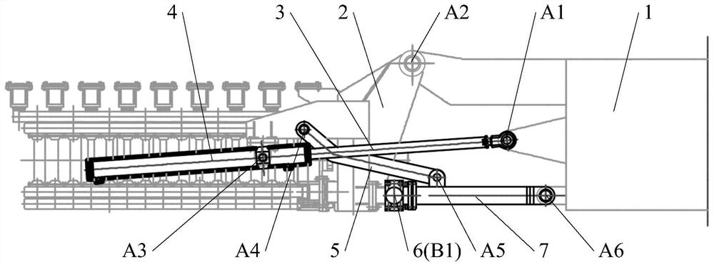 Multi-rod type radar edge block antenna overturning and locking mechanism