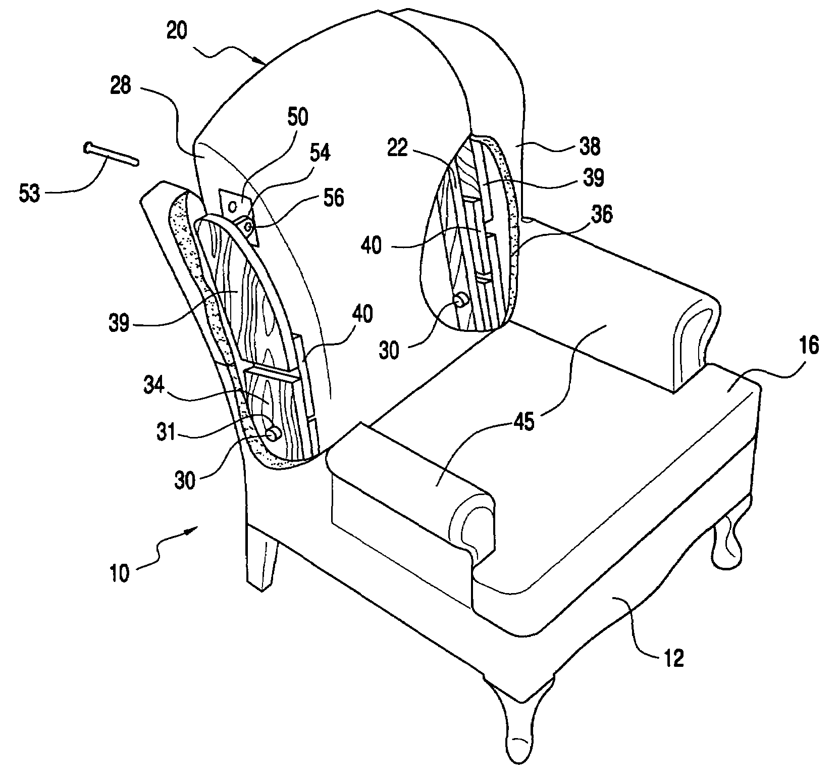 Compactly foldable wingback chair