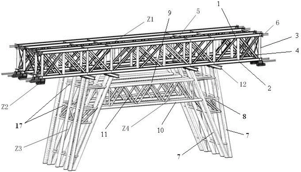 Floor-type slant-legged steel truss bracket of lower transverse beam of large-span cable tower