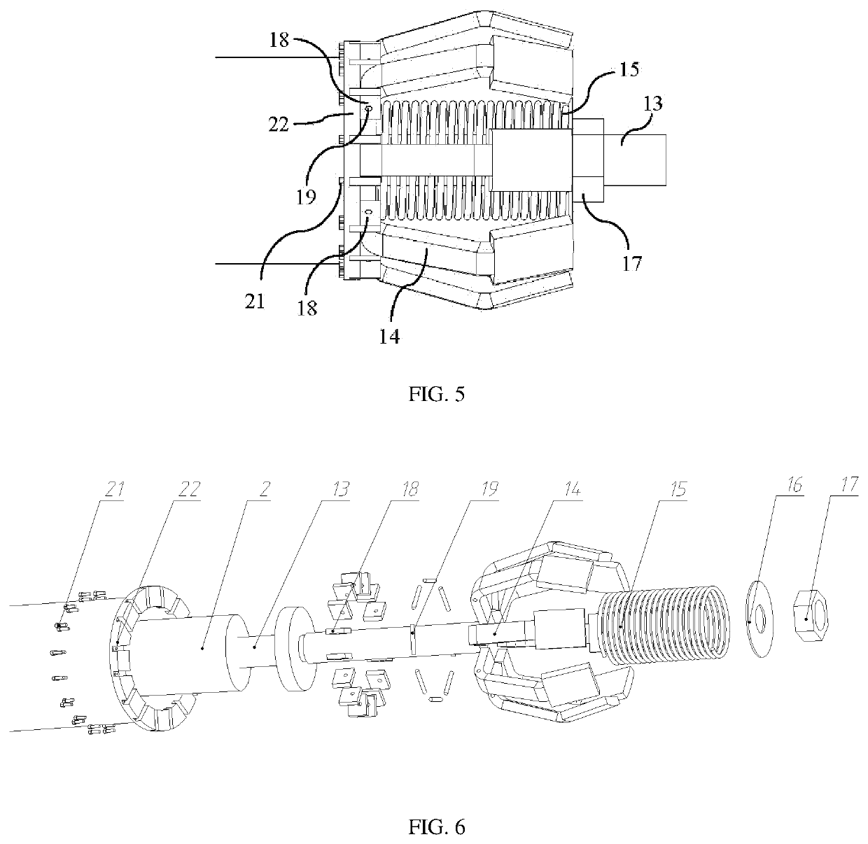 Internal and external clamping method and device of thin-wall tubular part during rotary processing