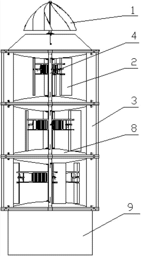 Modular frame type high-efficiency vertical axis wind turbine