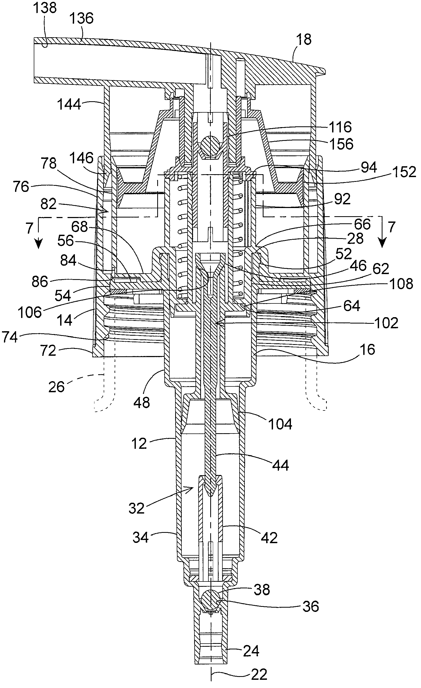 Rotating dispenser head with locking and venting closure connector for an air foaming pump dispenser