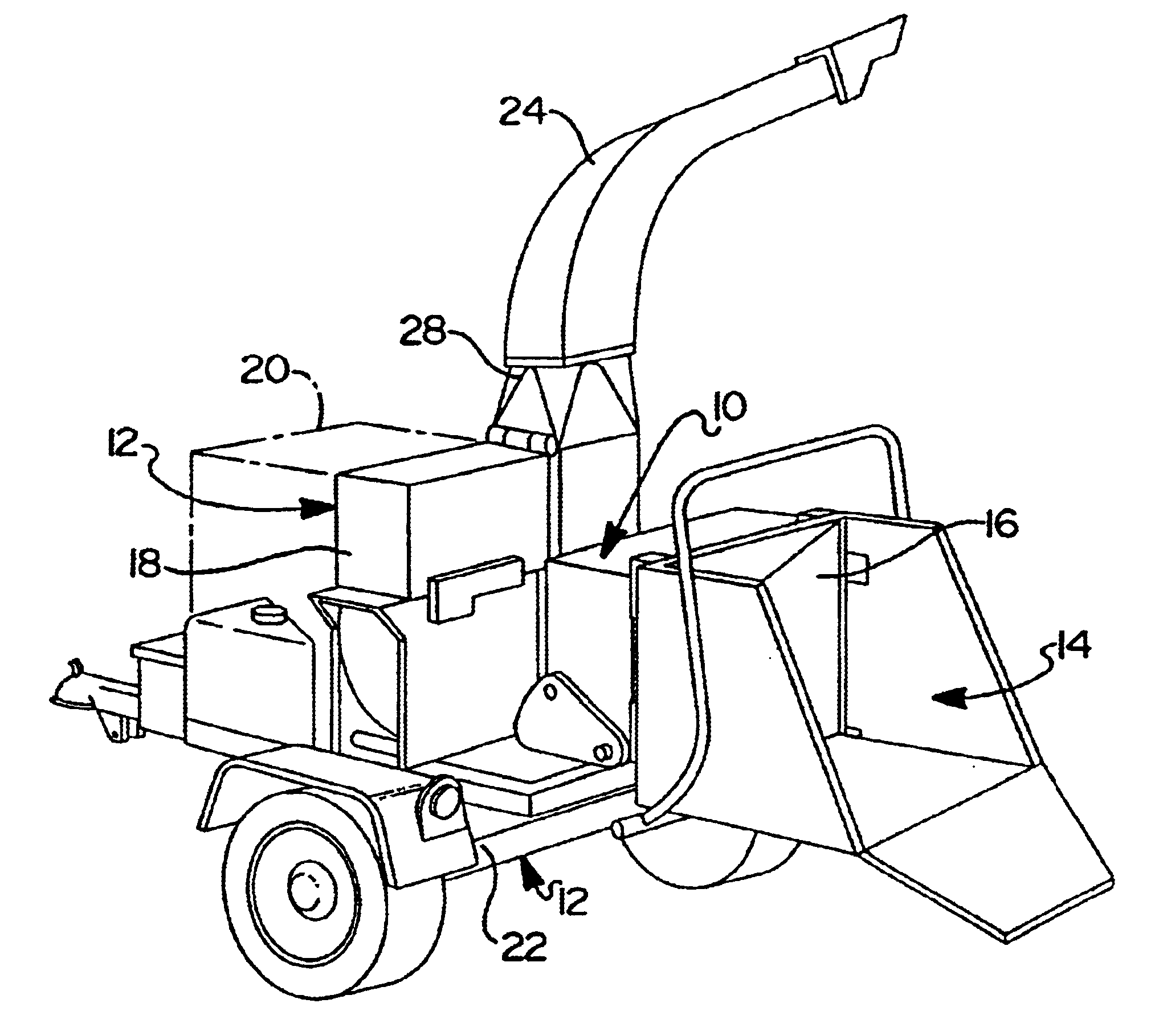 Reversing automatic feed wheel assembly for wood chipper