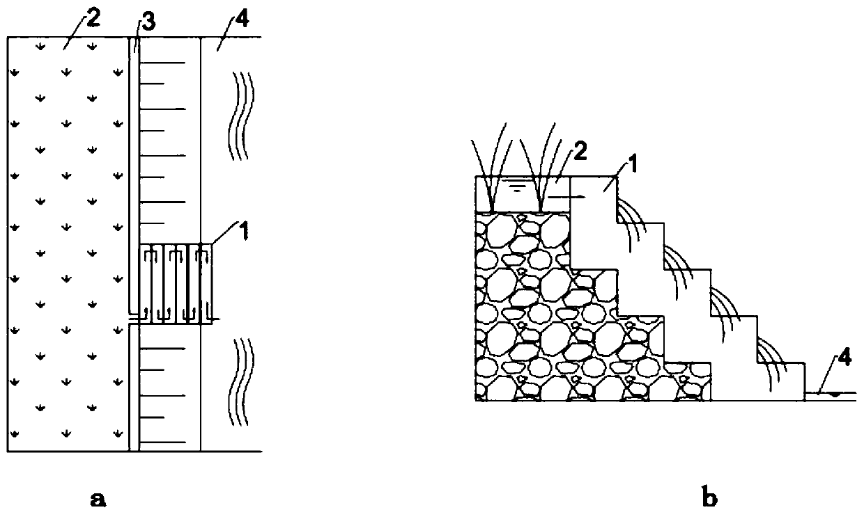 A combined farmland non-point source sewage purification device, its purification process and its application
