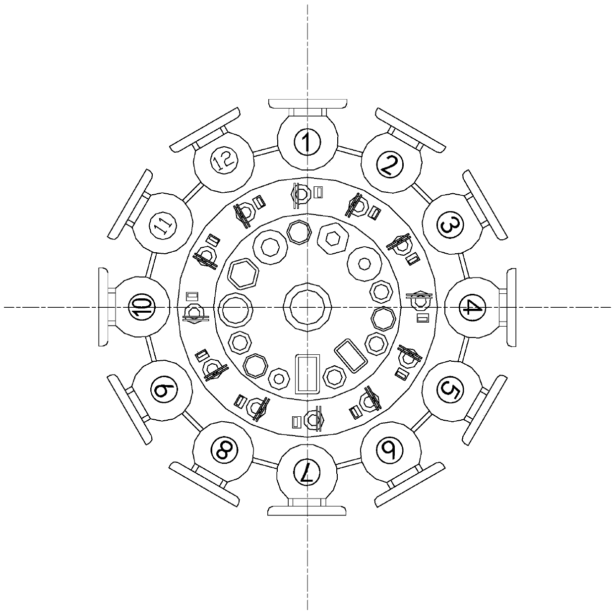 Seat arrangement structure of round dining table