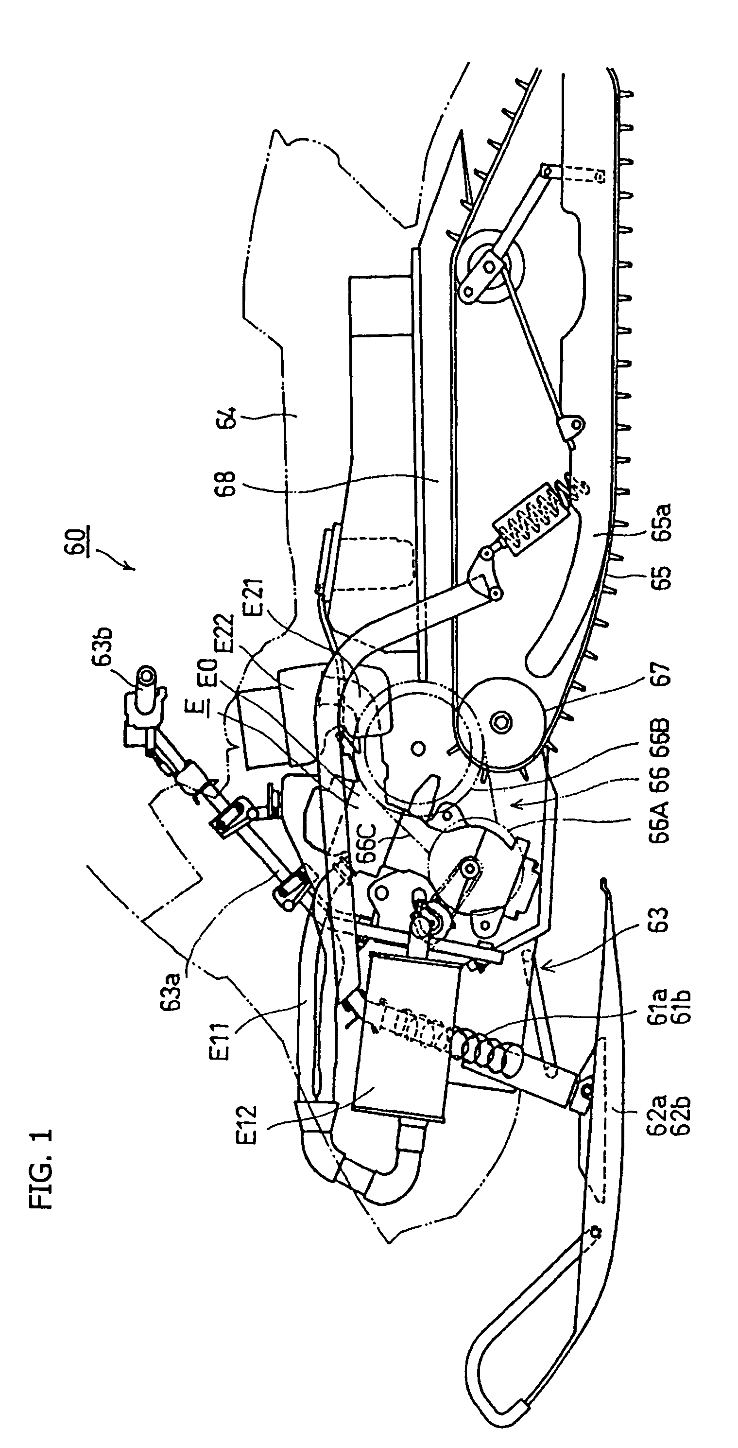 Snowmobile, and the arrangement of the engine and accessory components thereof