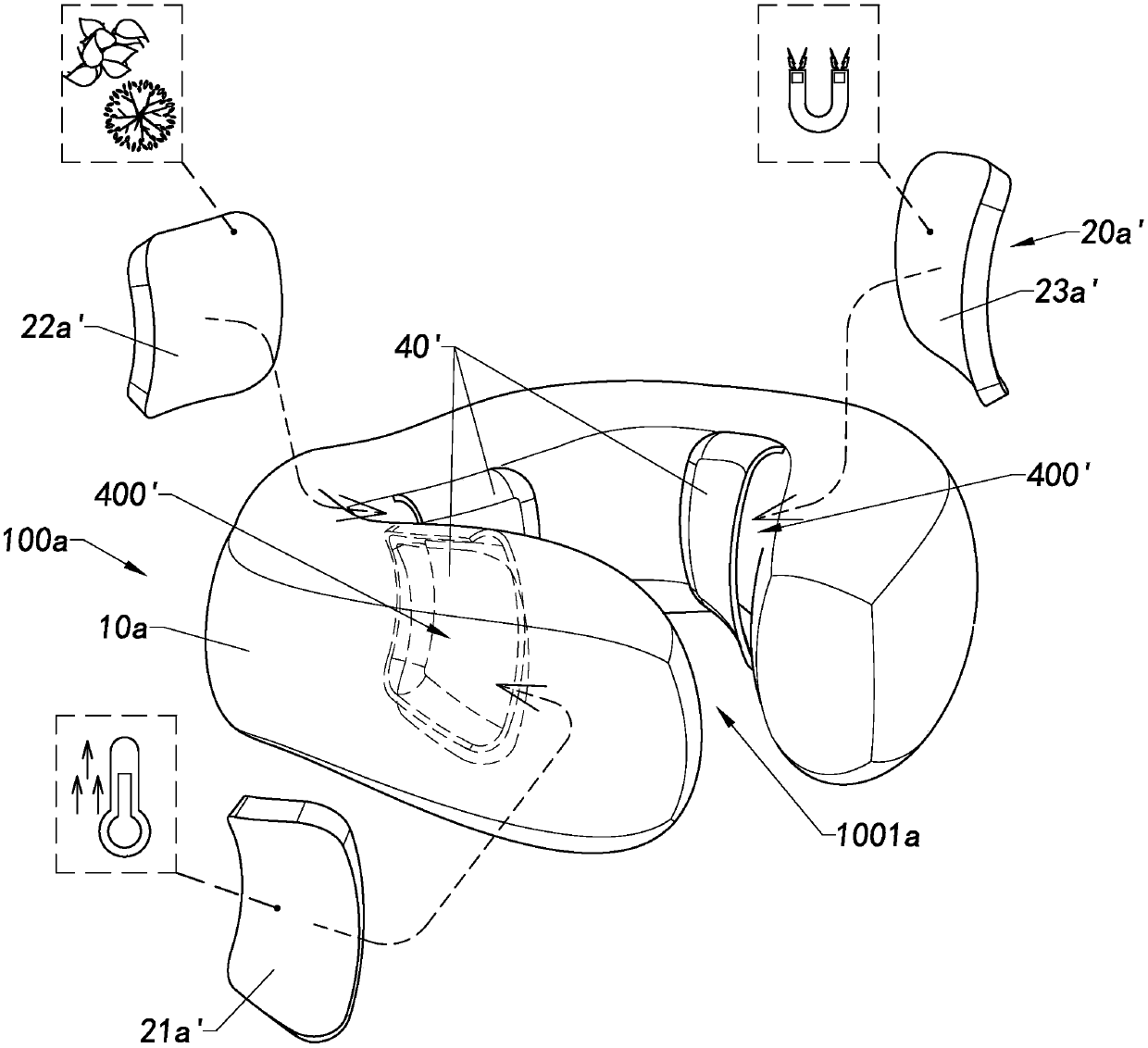 Functional partition neck pillow