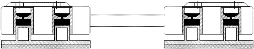 Displacement adjusting and compensating device as well as rail system comprising displacement adjusting and compensating device