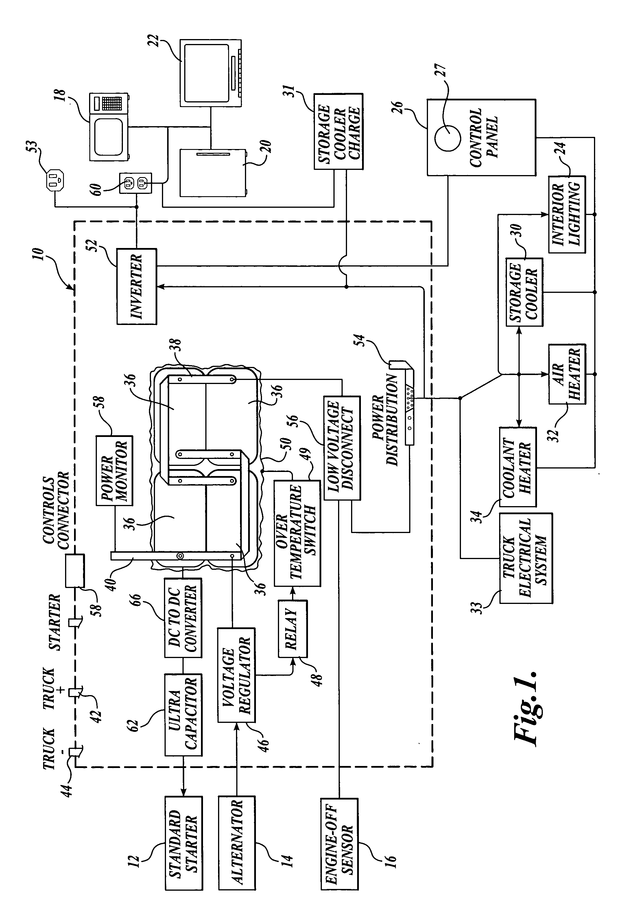 Electrical power system for vehicles requiring electrical power while the vehicle engine is not in operation