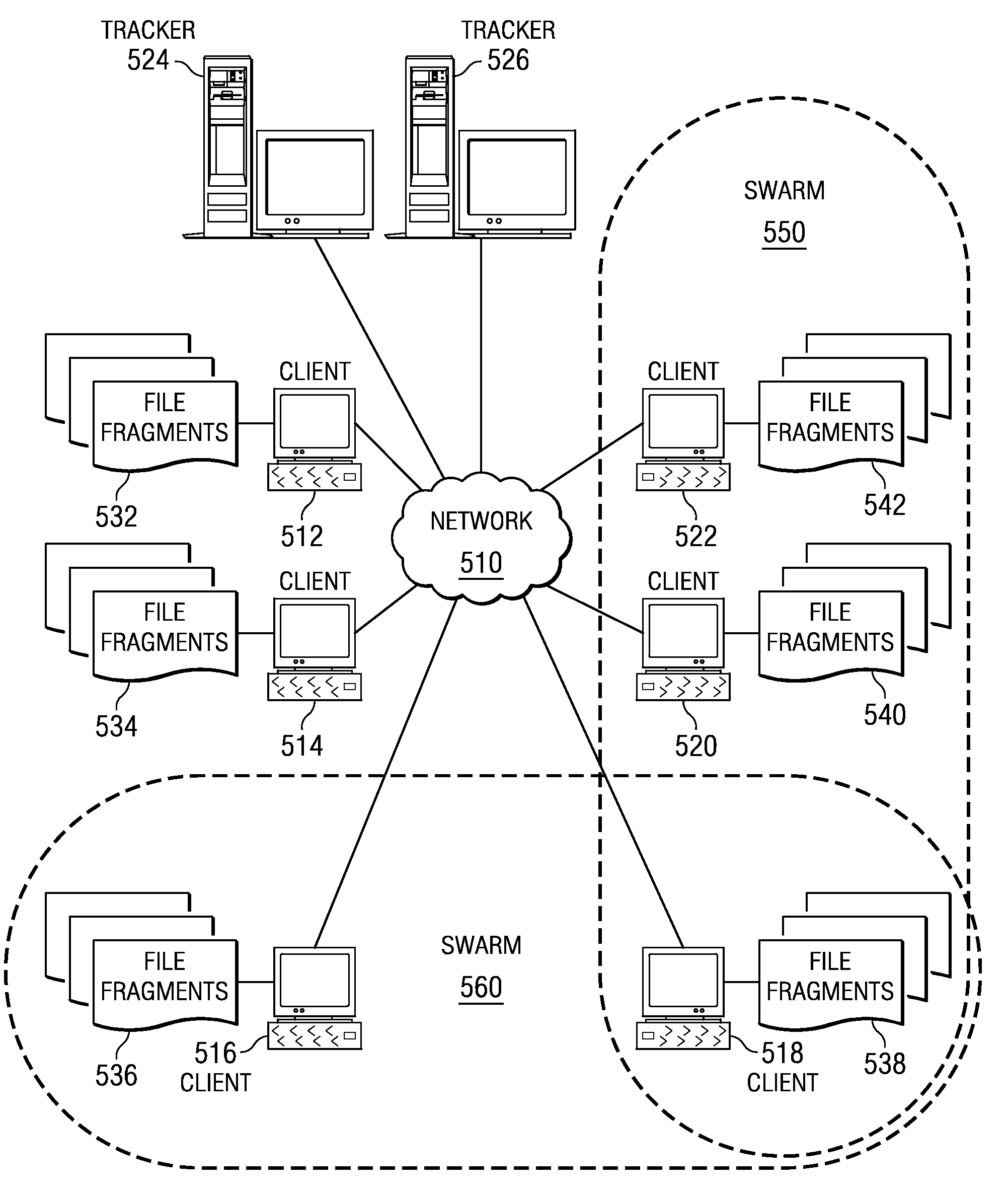File fragment trading based on rarity values in a segmented file sharing system