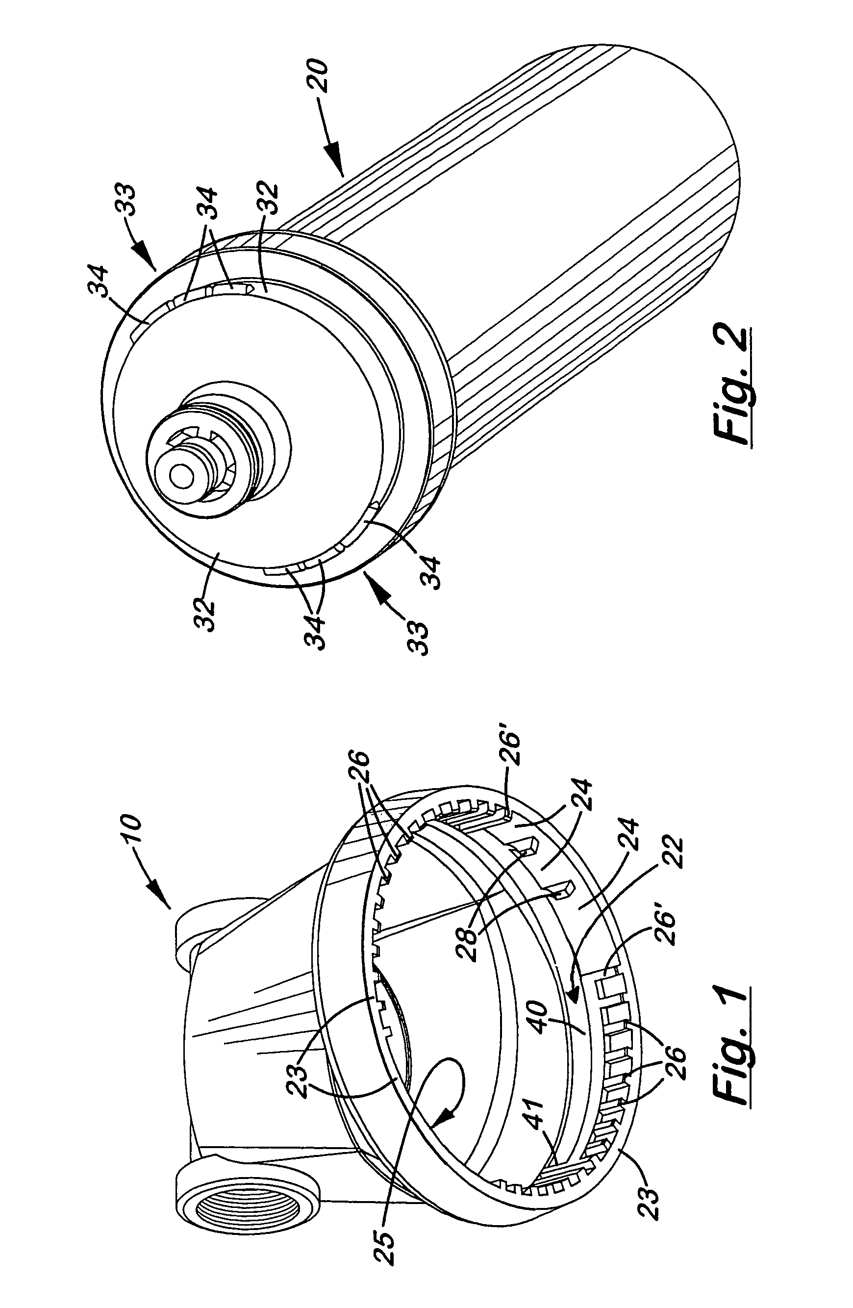 Keyed system for connection of filter cartridge to filter holder