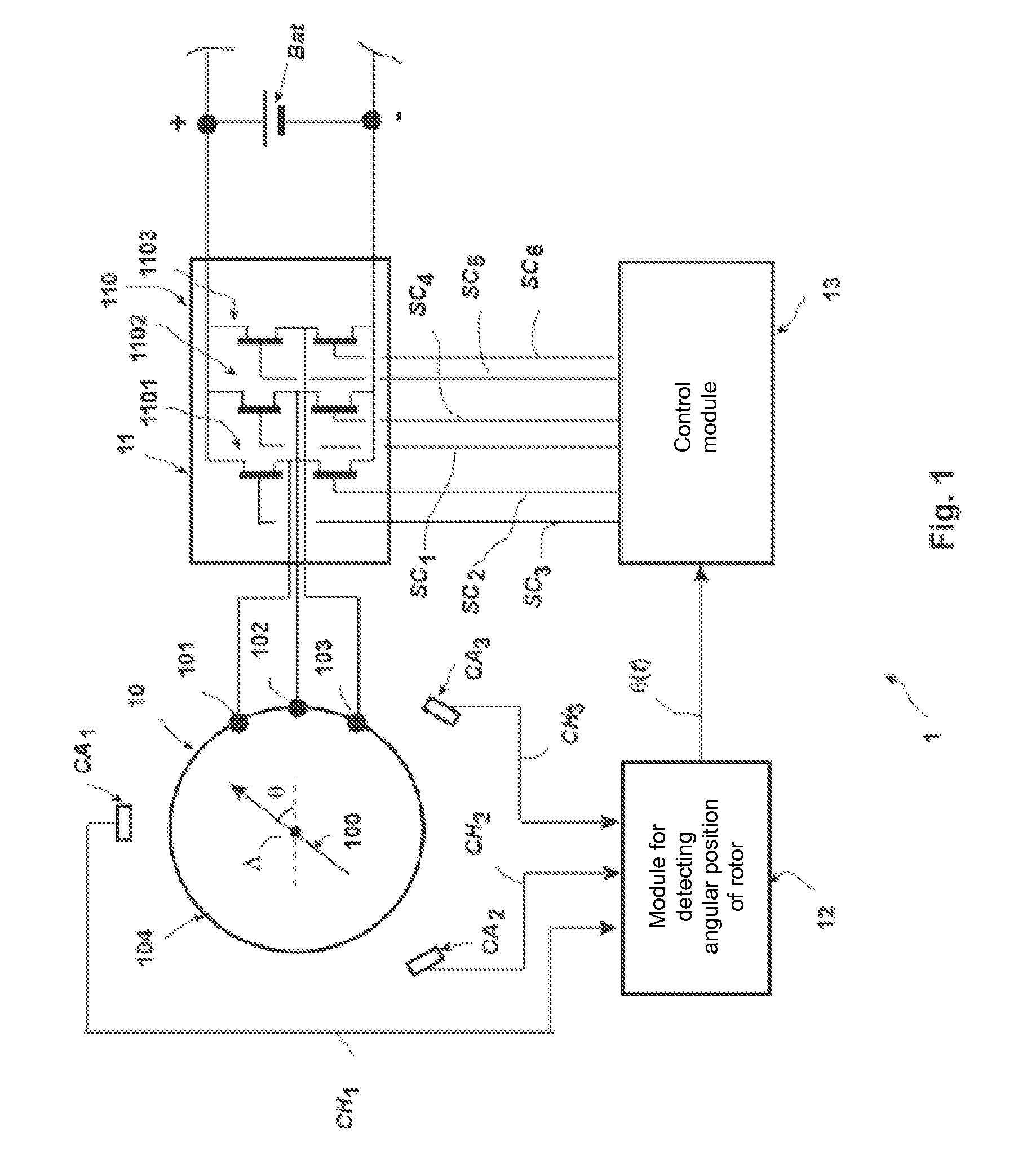 Device for controlling a polyphase synchronous rotary electrical machine and polyphase synchronous rotary electrical machine containing such a device