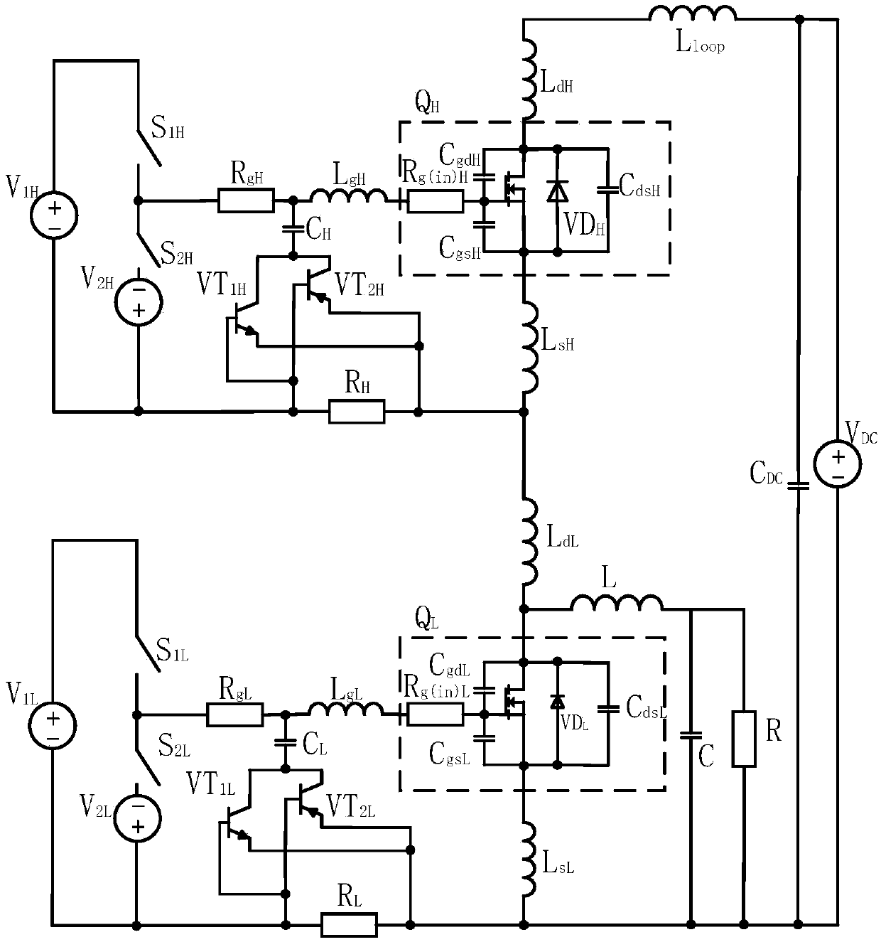 SiC (Silicon Carbide) MOSFET (Metal Oxide Semiconductor Field Effect Transistor) gate electrode auxiliary circuit