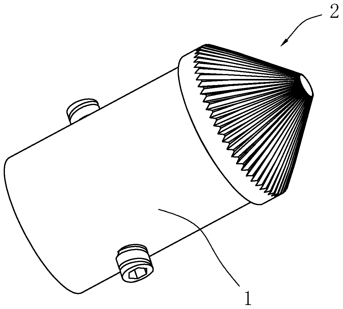 A knurled cutter head mounting assembly, straight cutter, and rotary cutter