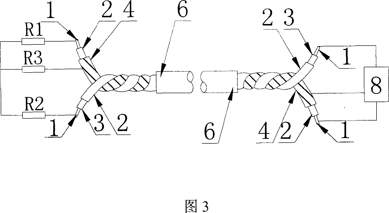 Composite linear temperature digital quantity and analog quantity sensing detector in two-chip structure