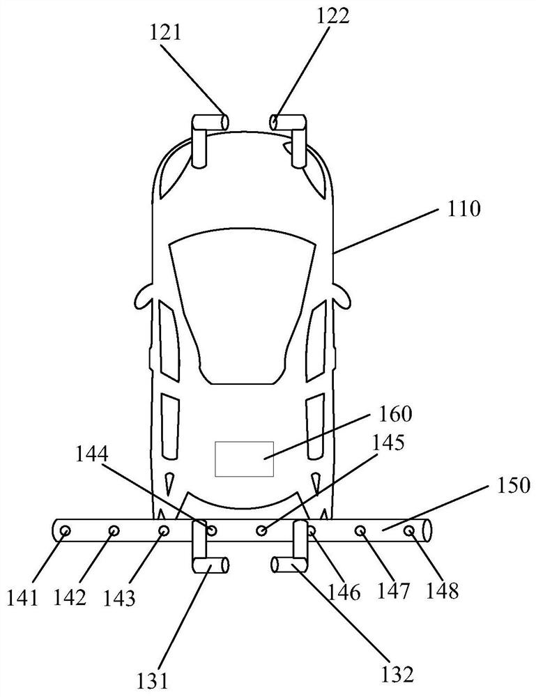 Liquid spraying device, method and control device on carrier