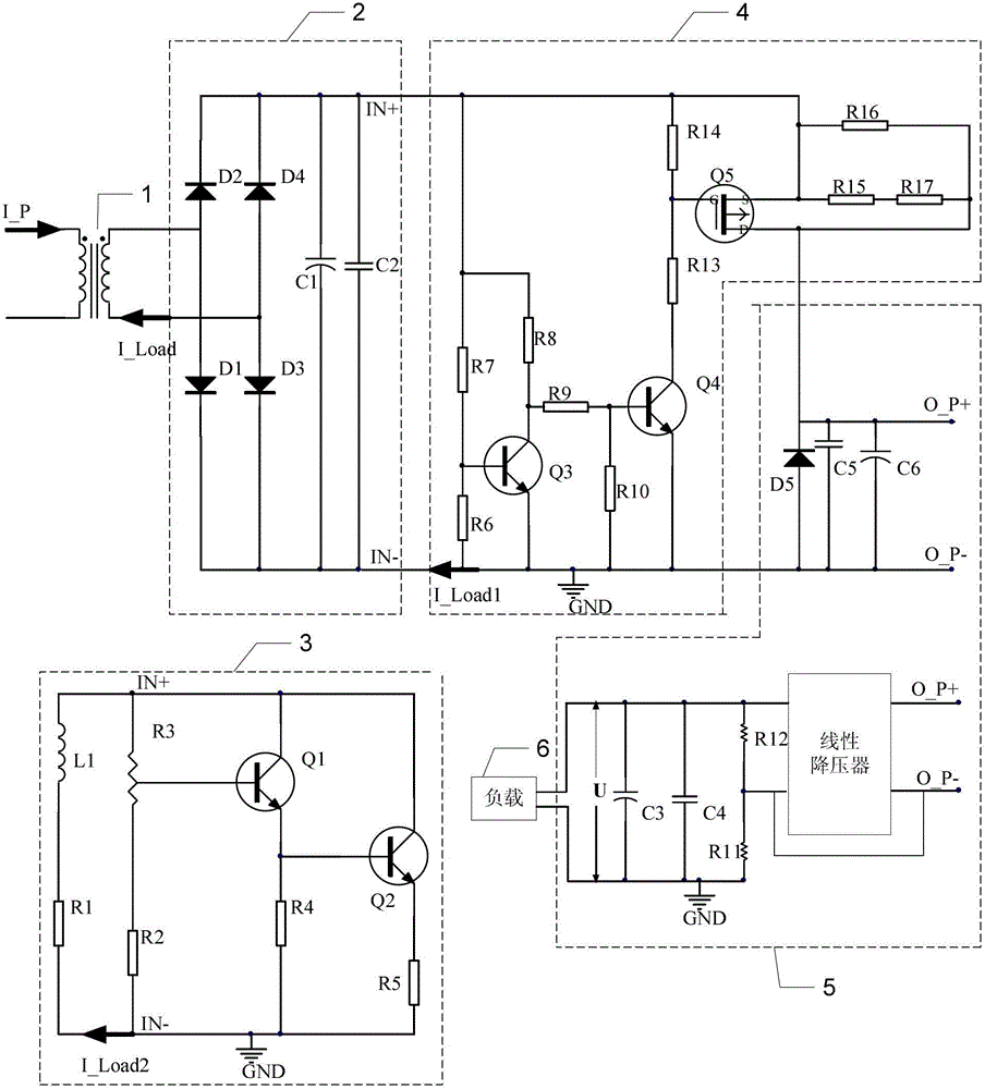 Current induction type power supply of power grid monitoring device