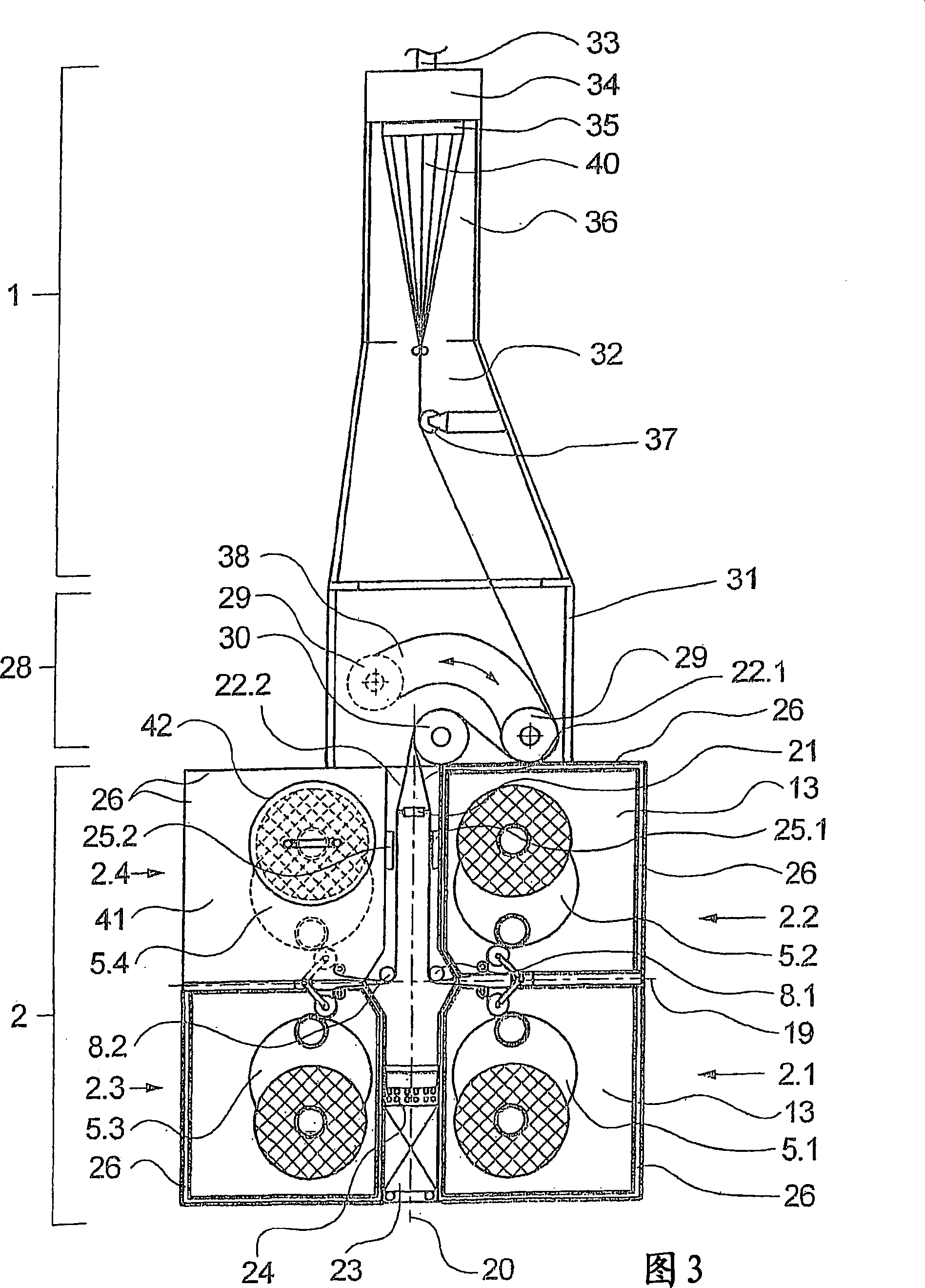 Apparatus for spinning and winding several synthetic threads