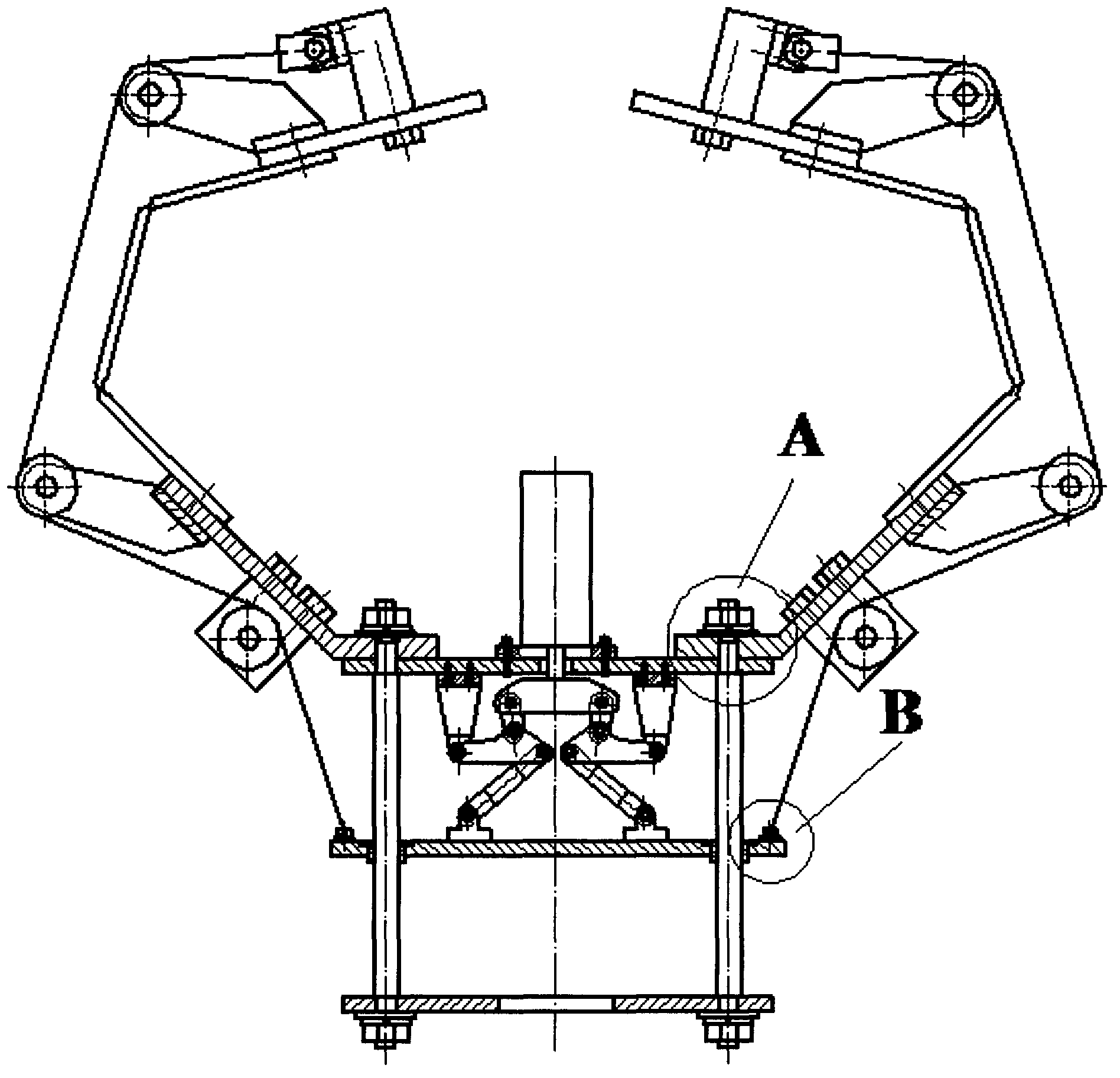 Flexible passive catcher with serial bent flexible hinge framework tracked by pneumatic rope