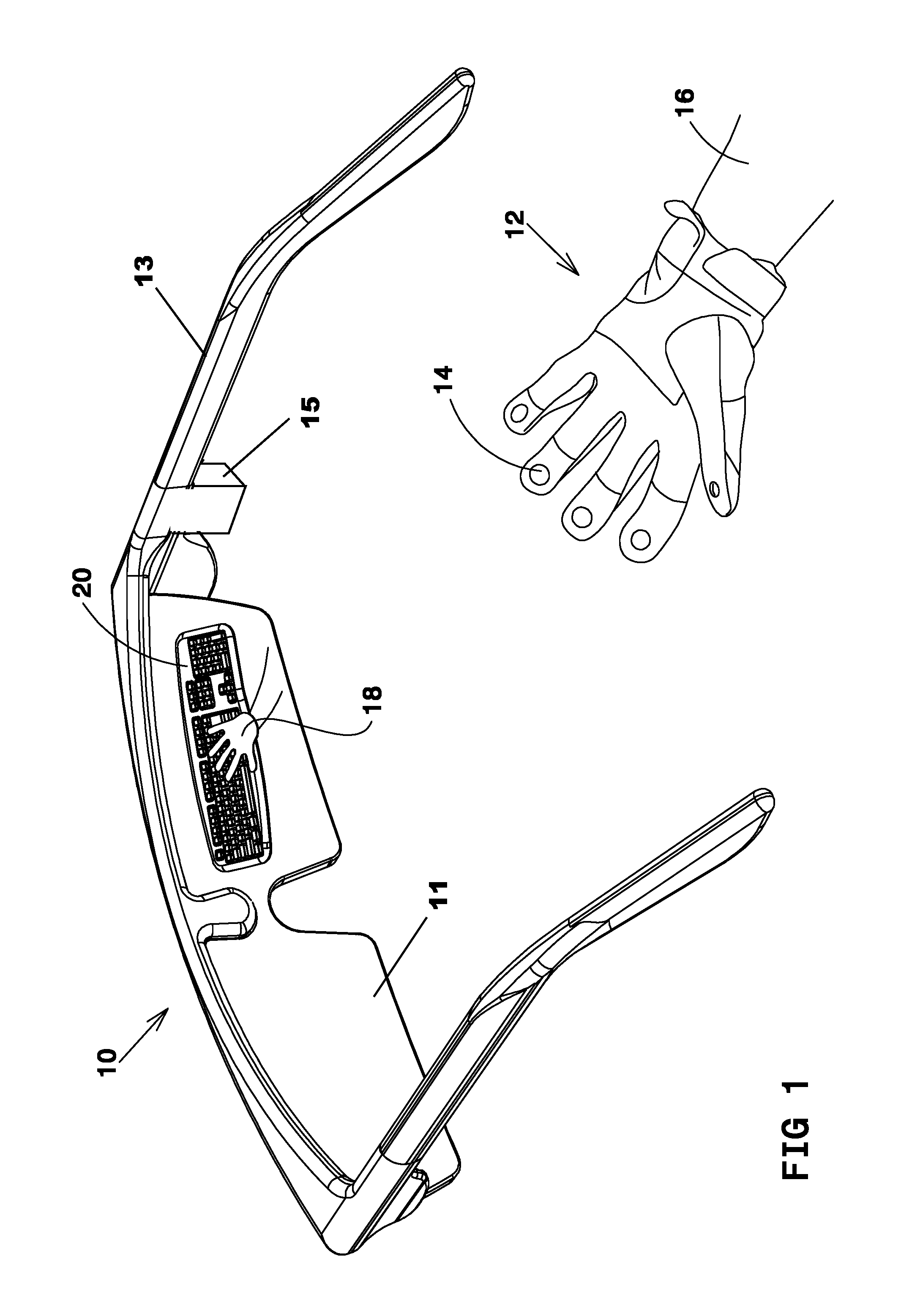 Computer device in form of wearable glasses and user interface thereof