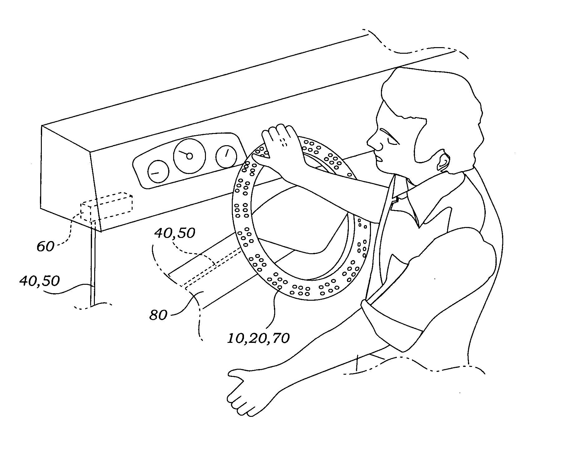 Steering wheel vapor collection and sensing system using suction