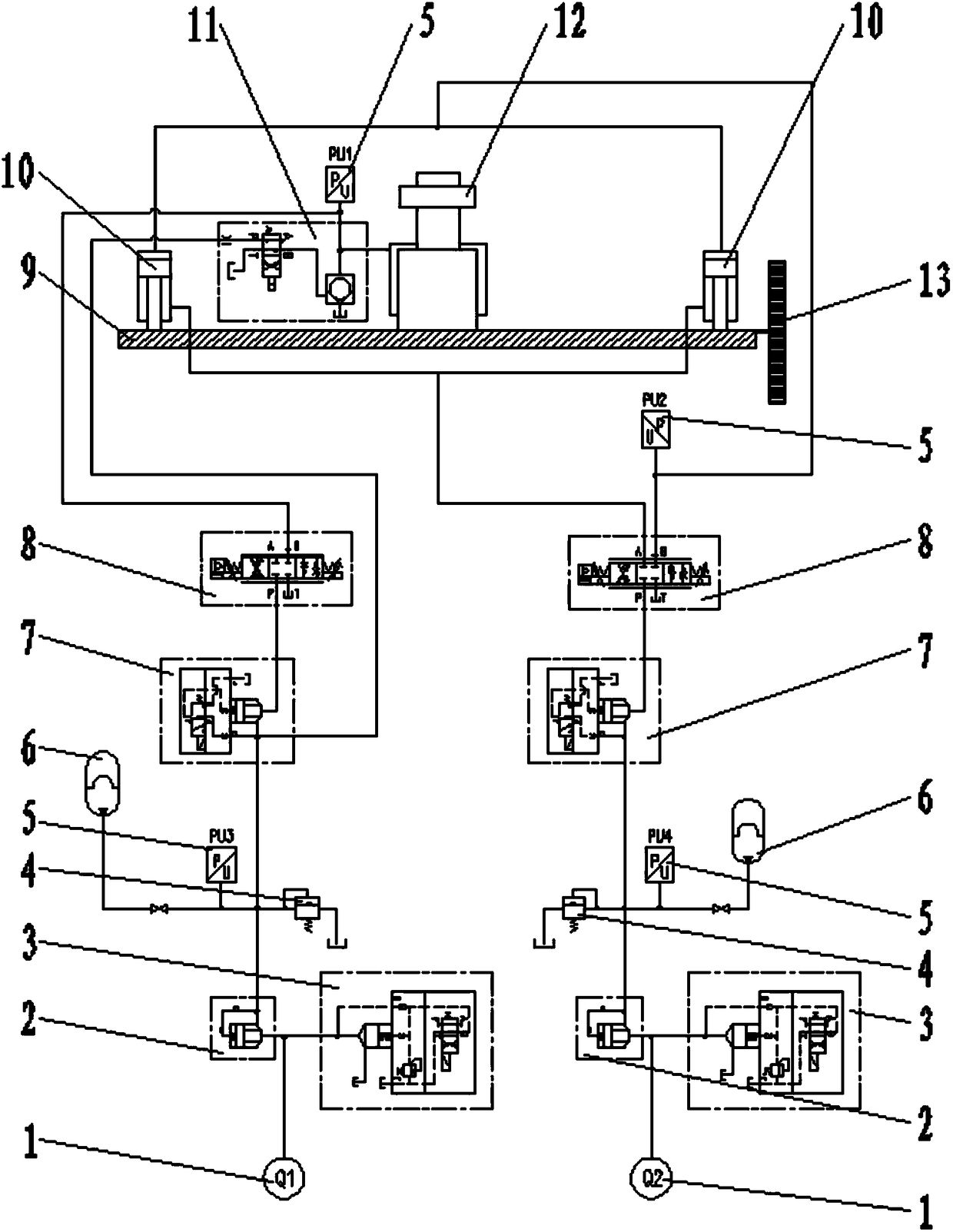 Hydraulic system and control method of heavy-duty forging equipment with controllable feed speed