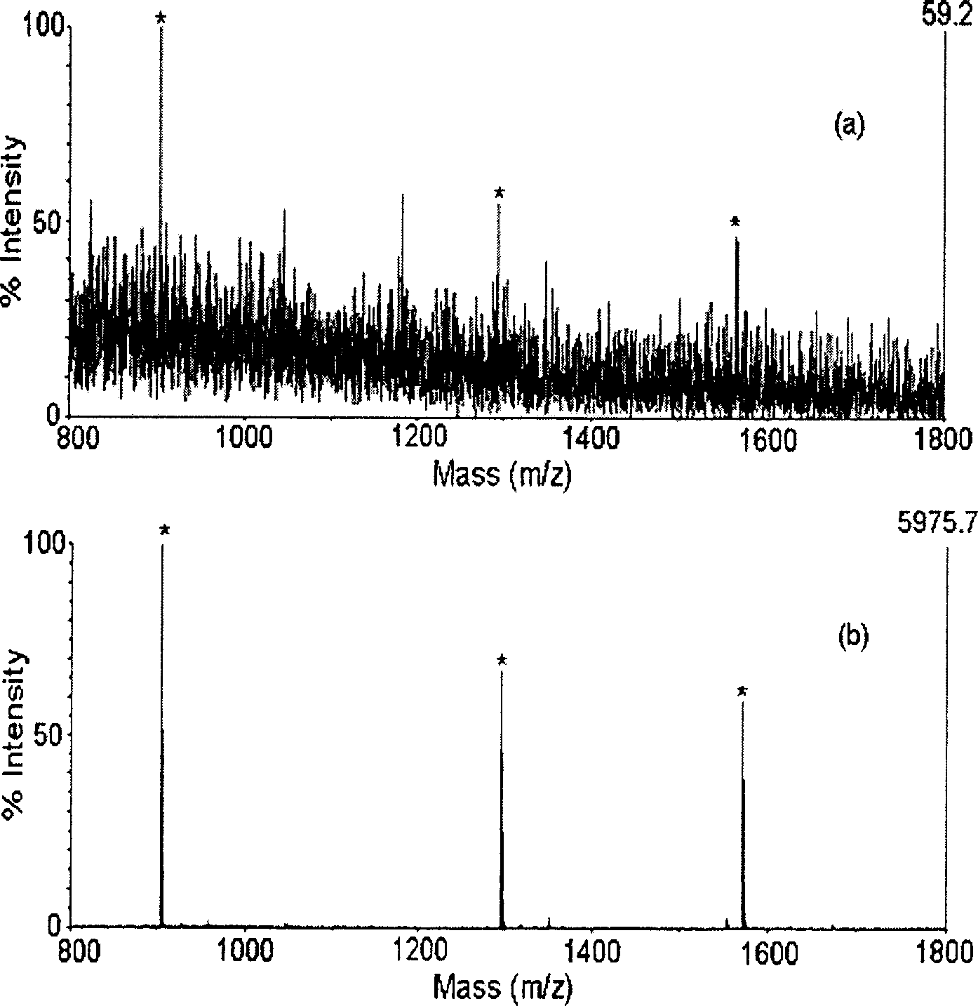 Method for fast enriching trace polypeptide and protein and realizing identification